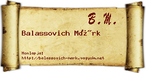Balassovich Márk névjegykártya